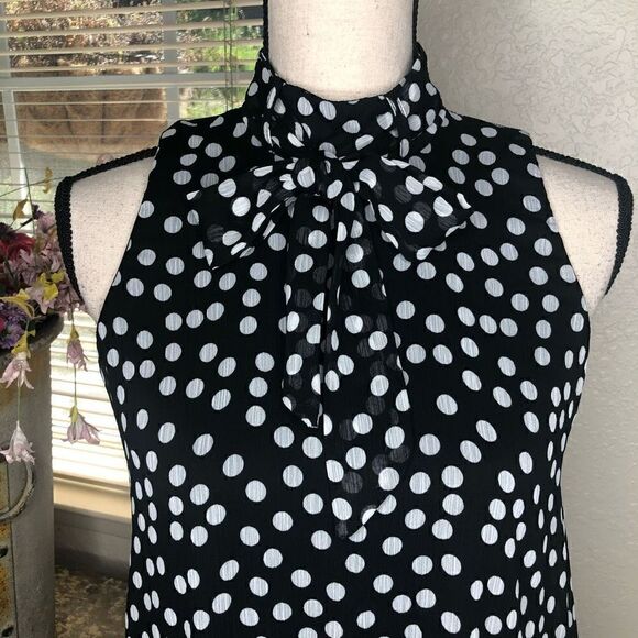 NEW Calvin Klein Black with White Polka Dots Trapeze Dress NWT - Picture 2 of 12